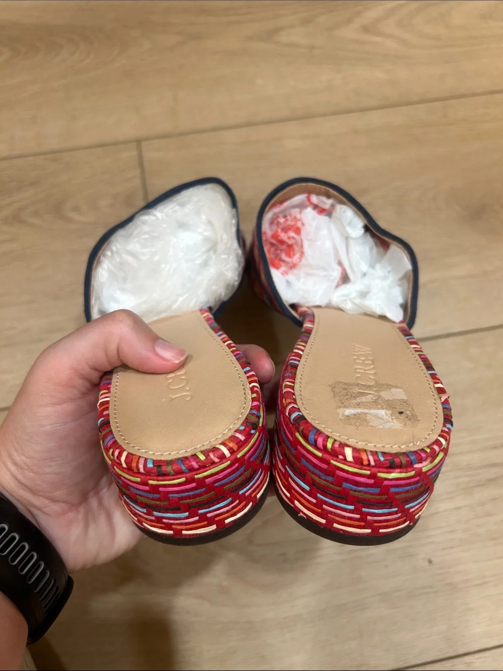 NWOT J. Crew Rainbow Raffia Mules Size 8